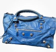 BALENCIAGA PARIS Classic Studs Handbag Bag Blue Leather picture