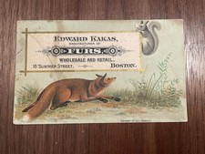 Antique 1877 Victorian Trade Card Fox Squirrel Edward Kakas Furs L Prang picture