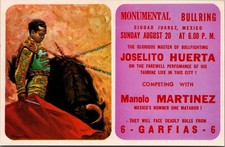 Vintage Bullfight Postcard Joselito Huerta Manolo Martinez Ciudad Juarez Mexico picture