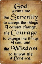 god grant me the serenity Tin Metal Signs Home Décor 8x12 Vintage Christian Wall picture
