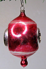 Antique VTG Glass Embossed Double Indent Outdent DROP Christmas Ornament Germany picture