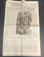 Vintage 1995 Newspaper Oklahoma City Bombing Terry Nichols Herington Times OKC picture