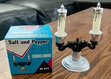 Vintage Spooky Candelabra Plastic Salt and Pepper Shakers NIB picture
