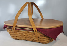 Longaberger 2006 VERY LARGE Nature's Holiday Hostess Basket+Liner+Lid+Protector picture