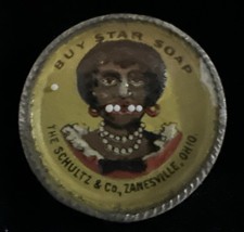 Antique Star Soap Advertising Pocket Mirror Game Black Woman Schultz Co. Ohio picture