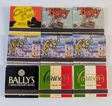 9 Vintage Bally's Reno Casino Matchbooks Gigi Caruso's Bounty China Seas 1986-92 picture