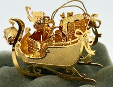Marvelous Vintage 1992 Danbury Mint 23K Gold Christmas Ornament “ Sleigh” picture