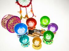  7 chakra set Tibetan Handmade 7 pieces singing bowl sound heal yoga meditation picture