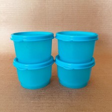 Tupperware Snack Cups - Set of 4 - Small 4 oz. Containers #4914 #4922 Blue Aqua picture