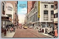 Cincinnati Ohio Fifth Street Looking East Race Street Streetcar Postcard picture