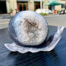 1.2LB Natural Agate Hand Carved Snail Crystal Healing Stone Decor picture
