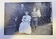 1908 Vintage Magazine Illustration President Taft With His Wife and Son Charles picture