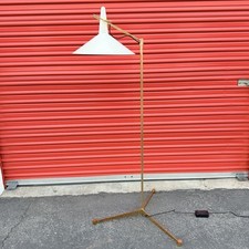 CB2 Paul McCobb Task Floor Lamp Gold Brass Warm White Modern Side E11 MCM Style picture