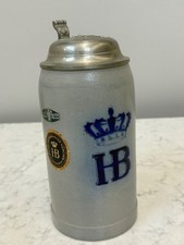 Vintage Hof Brauhaus Munchen 1.L Beer Stein With Hinged Pewter Lid -8