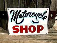 Hand Painted MOTORCYCLE SHOP Sign Harley Chopper Indian Ducati Bike Repair Art picture