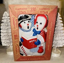 RARE Vtg L.a.Goodman Blow Mold Plastic Snowman Noel Carolers ORIGINAL BOX ☃️🎶 picture