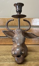 VTG Heavy Metal Hand Crafted Bull Taper Candle Holder Made in India picture