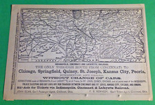 Rare 1876 INDIANAPOLIS, CINCINNATI and LAFAYETTE Railroad Print Map picture
