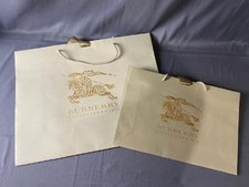 Lot of 2 Burberry Beige Shopping Bag w/ Gold Logo ssc picture