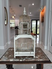 All Original Vintage Victorian 25” Wood & Wire Bird Cage picture