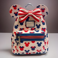 Disney Parks Exclusive Hard Tag Loungefly Minnie Mouse Backpack NWT Red Blue picture