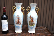pair antique french porcelain vases figural decors picture