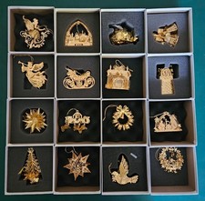 1999-2016  DANBURY MINT 20k Gold Plated Annual Ornaments w/ Boxes Lot Of 16 picture