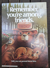 Vintage  1980 Smokey The Bear Poster “Remember You're Among Friends