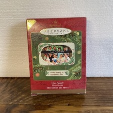 Vintage 2001 Hallmark Keepsake Our Family Photo Holder Christmas Ornament W Box picture