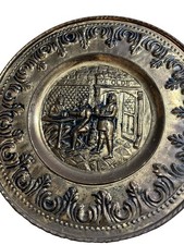 Vintage Embossed Brass Wall Hanging Pub Scene - England. YE OLDE Above Door. Bar picture