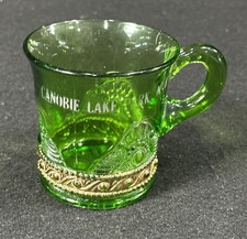 VTG Canobie Lake Park NH Green Victorian Glass Cup Amusement Souvenir picture