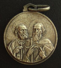 Vintage Saint Peter and Paul Medal Key Sword Petite Medal Small Size picture