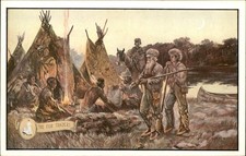 Walk-Over Shoes Advertising FUR TRADERS & NATIVE AMERICAN INDIANS c1910 PC bhn picture
