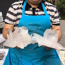 2pcs 6.09LB Natural White Quartz Crystal Cluster Rough Specimen Healing picture