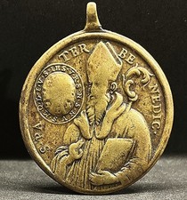 Italy Rome 1700´ St. Benedict amazing antique bronze original ancient 37 grams picture