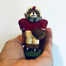 Vintage Hand Painted Resin Bear Football Player Figurine, Multicolor Small picture