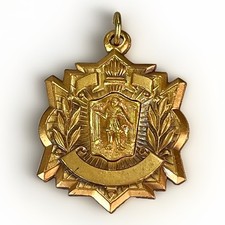 Large VTG 1967 Girls Debate Award Medal District 7 AA Gold Tone Pendant picture