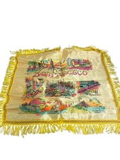 Vintage San Francisco Souvenir Satin Pillow Sham Fringe Pictorial Map California picture