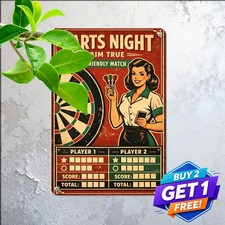 Retro Darts Game Target Hit Sign Metal Tin Plaque Bar Man Cave Decor 8x12 picture