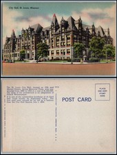 St. Louis Missouri City Hall Linen Postcard French Romanesque Architecture picture