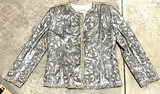 Oscar de la Renta  Sequin Embellished Embroidered Silver Dress Jacket Coat US 10 picture