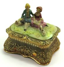 Vintage Laurel Music Box Jewelry/Trinket Box, Figurine Lid, Plays 