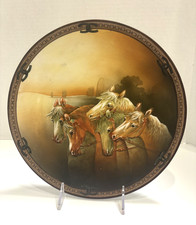 Antique Morimura Brothers Nippon Blown-Out Relief Molded 5-Horses Plaque picture