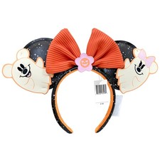 Disney-Parks Halloween Mickey and Minnie Floral Ghost Mouse Ears Headband US picture