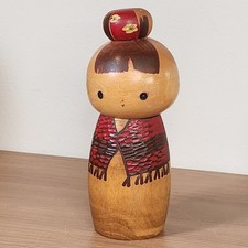 Rare Signed Sosaku Kokeshi Hiroe Fukushima Vintage Japan Handmade Wooden Doll picture