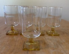 5 Mid Century Nordic Topaz Juice Sherry Glasses Federal Glass 4.5”H x 2