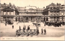 Paris France Le Conseil D'Etat People Carriages Street Scene Postcard picture