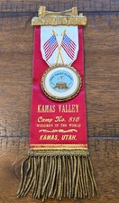 ANTIQUE WOODMEN OF THE WORLD UTAH RIBBON PIN MEDAL EARLY CELLULOID BEAUTIFUL #3 picture