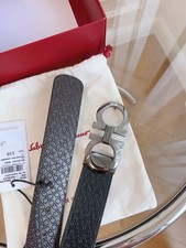 NWT Ferragamo belt mens Reversible Gunmetal Buckle authentic picture