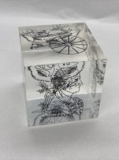 Vintage Clear Lucite George Washington Souvenir Paperweight 2.5”x2.5” picture